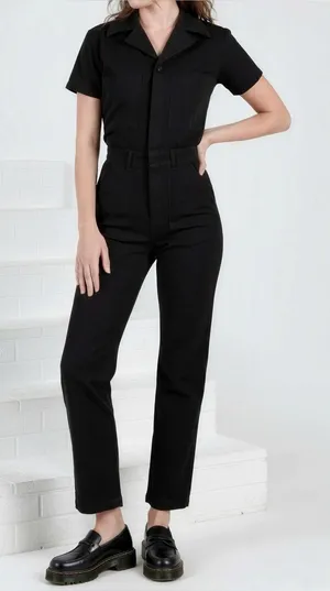BIG BUD PRESS Short Sleeve Jumpsuit, Basic Black, XS Black thumbnail 1