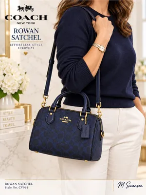 NEW Coach Navy Signature 3-Piece Rowan Satchel Wallet Wristlet Set NWT thumbnail 5