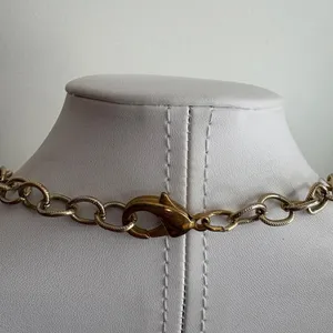 Gold-Tone Black Beaded Fringe Bib Statement Necklace – Chunky Chain thumbnail 4