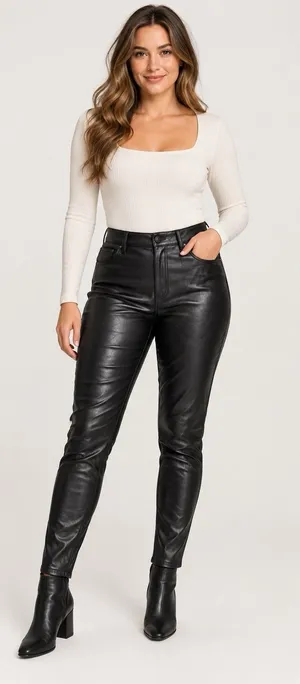 Abercrombie Curve Love The Skinny High Rise Faux Leather Pants Black 31/ 12 thumbnail 1
