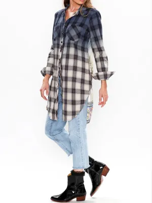 Aratta Silent Journey Cheetah Shirt-Dress Plaid Mixed Media Boho Bohemian thumbnail 7