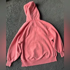 American Eagle oversized side slit pink/coral hoodie sweatshirt, size XS thumbnail 8