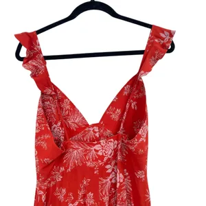Free People Be The One Jumpsuit Floral‎ Print Button Wide Leg Red Size 4 thumbnail 9