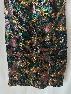 Dress the Population Sexy Black Sequins Strappy Cocktail Mini Dress **Size M**🔥🔥 thumbnail 4