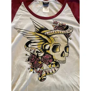 Harley Davidson Women's Shortsleeve Shirt Large Sugar Skull EUC Arkansas thumbnail 4