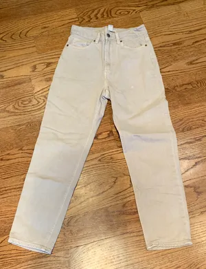 H&M Beige High Waisted Straight Jeans thumbnail 1