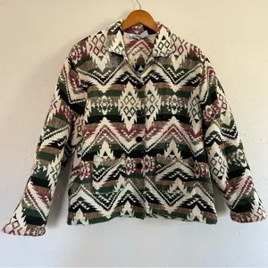 Vintage Studio West Cream Green Western Blazer Jacket XL thumbnail 1