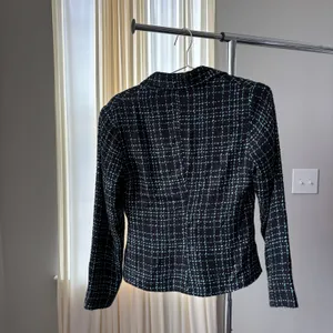 Y2K Tweed Blazer S Blue Plaid Floral Lapel Rosette Office Siren Whimsy Rom Com thumbnail 11