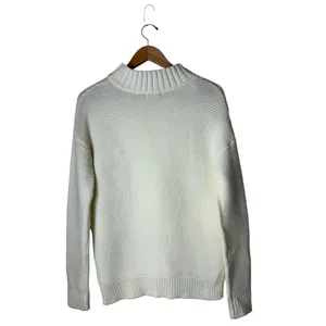 Nasty Gal Sweater Women Small Ivory Waffle Knit Mock Neck‎ Oversize Pullover thumbnail 6