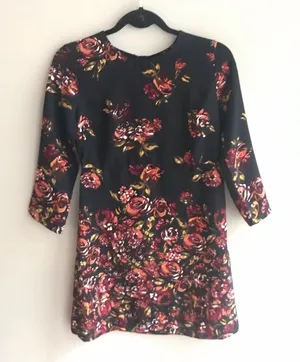 Abercrombie Black Dress with Floral Print Sz XS thumbnail 1