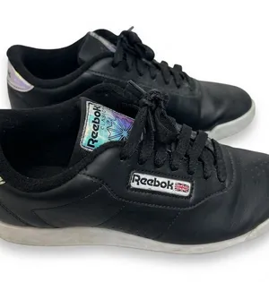 Reebok Black Leather Low-Top Sneakers with Holographic Accents thumbnail 1