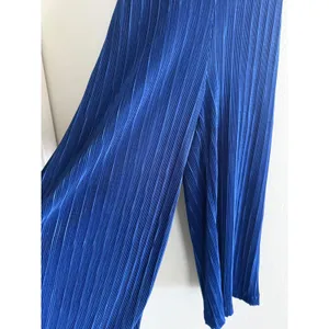 Maeve Anthropologie Blue Pleated‎ Wide Leg Jumpsuit Cropped 2 boho whimsi resort thumbnail 5