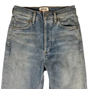 Agolde Nico High Rise Slim Jeans Button Fly Light Distressing Med Wash Size 25 thumbnail 3