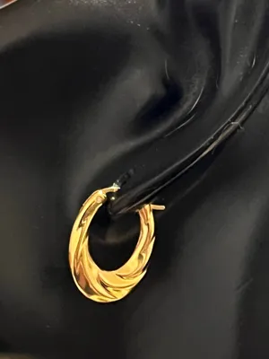 Macy’s 14K Gold Hoop Diamond Earrings W/ Resin Core thumbnail 2