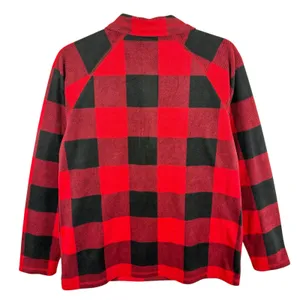 Eddie Bauer NWT Red Black Buffalo Plaid 1/4 Zip Lightweight Fleece Pullover Sz M thumbnail 2