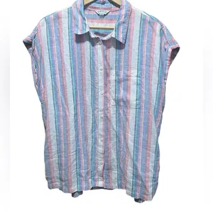 Orvis Women's Short Sleeve Linen Blend‎ Button-Up Shirt Size Medium thumbnail 4