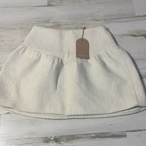 Meshki Wool Blend Cyrus Gathered Boucle Ivory Mini Skirt Size XS NWT thumbnail 5
