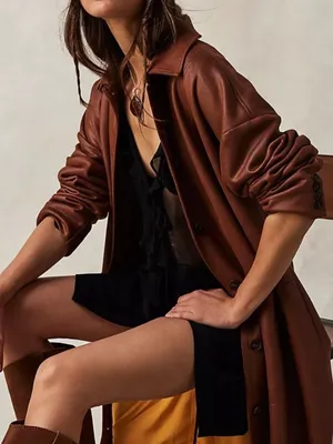 NEW We The Free Medium Carmen Vegan Suede Duster Brown Button Front Coat NWT thumbnail 7