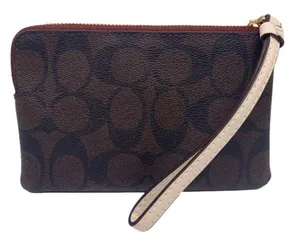 COACH Brown Coated Canvas Wristlet thumbnail 2
