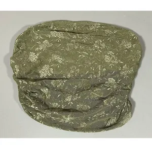 Olive Green Floral Mesh Ruched Tube Top Shirt Blouse Size M ✨ thumbnail 2