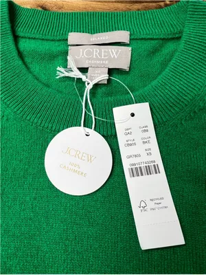 J. Crew Cashmere relaxed crewneck sweater in Brooke Green Size XS NWT ***FLAWED* thumbnail 3
