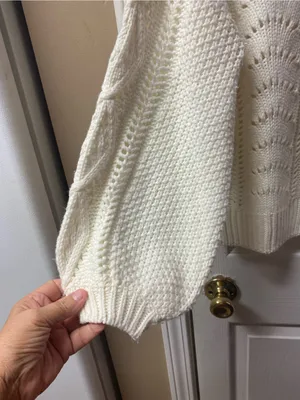 Line & Dot Cream Cable Knit Crewneck Sweater thumbnail 4