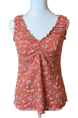 Vintage Y2K Babydoll Top‎ Younique Large Terracotta Embroidered Feminine Floral thumbnail 1