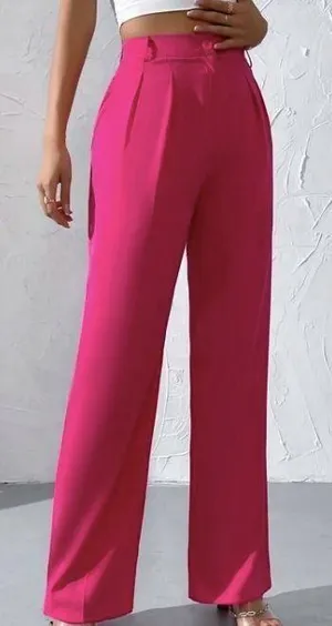 SheIn High Waisted Wide Leg Pants (Pink) thumbnail 4