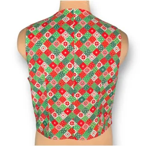 Vintage Christmas Patchwork Vest Handmade Red Green Quilt Holiday Cottagecore thumbnail 5