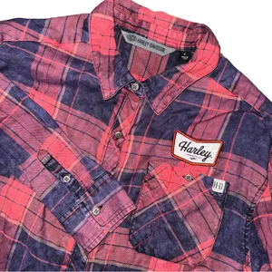 Harley‎ Davidson Plaid Long Sleeve Logo Patch Shirt Biker Grunge Indie Sleaze thumbnail 2