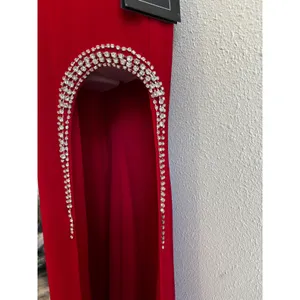 NWT Ieena for Mac Duggal Gown 2 Red Rhinestone‎ Halter Slit Evening Dress 26533 thumbnail 9