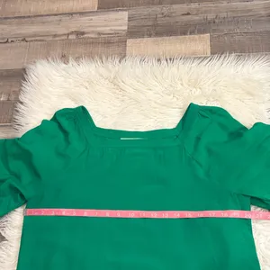 LOFT square neck relaxed fit flowy top blouse emerald kelly green M thumbnail 6