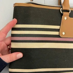 Victoria’s‎ Secret purple cream black striped zip shoulder bag with coin purse thumbnail 8