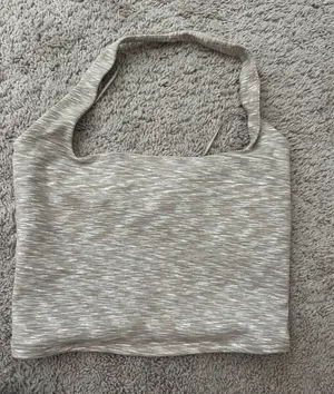 Abercrombie Brownish gray heathered halter crop top thumbnail 1