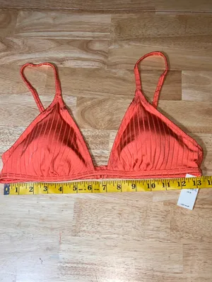 Medium Aerie Women's Ribbed Crossover Triangle Bikini Top BNWTS thumbnail 3