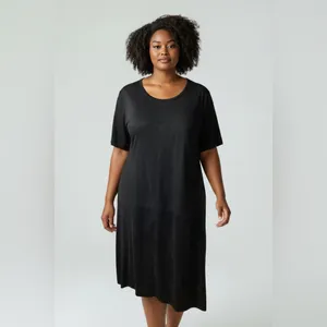 Calstyle Black Faux Suede short sleeve shift dress Size XL thumbnail 2