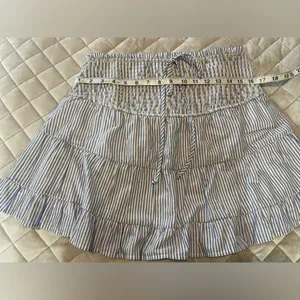 Francesca’s Blue and white stripped skirt with gold accents thumbnail 6