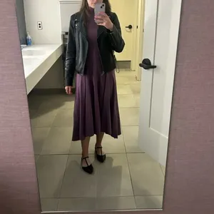 Peter Som Purple Mockneck Midi Dress Medium Cotton Office Work Designer $440 thumbnail 5