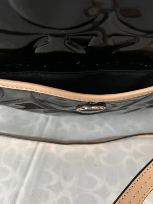 Coach Black Patent Leather w/ Tan Leather Trim Tote Shoulder Bag Purse ♥️♥️ thumbnail 13