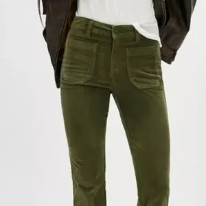 NWOT Free People High Time Velvet Kick Flare Pants Olive Army Green thumbnail 3