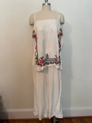 Free People Sightseer Linen Embroidered Tank and Pants Set thumbnail 2