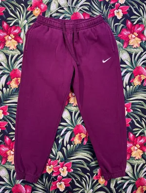 Nike Burgundy White Swoosh Sweatpants Size Medium thumbnail 1