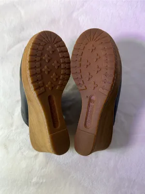 Timberland Women’s Black Leather Wedge Slide Sandals thumbnail 10