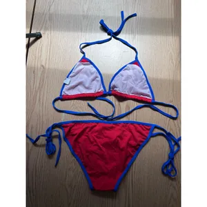 B45 New Womens AMI Sexy 2Pc Red Blue String Bikini Set Cheeky size Large thumbnail 3