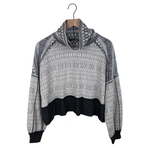 NEW Free People At The Lodge Pullover Top Size XS Grey Frost Combo Fair Isle Ski thumbnail 2