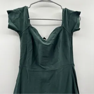 Lulus How Much I Care Dark Green Off-the-Shoulder Ruffle Hem Midi Dress Sz‎ S thumbnail 4