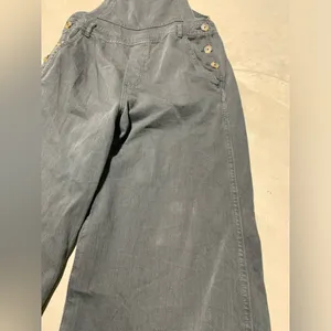 Aerie wide leg cropped charcoal overalls medium thumbnail 9