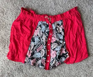 Free People Red Floral Tube Top / J39 thumbnail 1