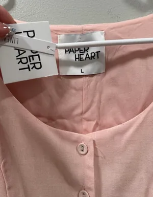 Paper heart vest dress size L new with tags linen pink thumbnail 2