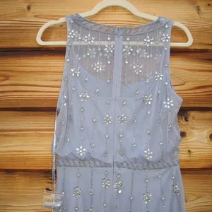 MAC DUGGAL 9222 Blue High Neck Sleeveless Embellished A Line Cocktail Dress thumbnail 12